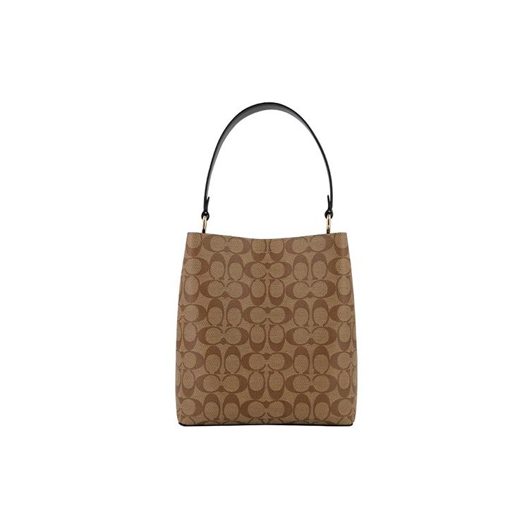 COACH Town Canvas With Leather Bucket Bag, Handbag, Shoulder Bag, Crossbody Bag Medium Women's Brown 91512-IMCBI