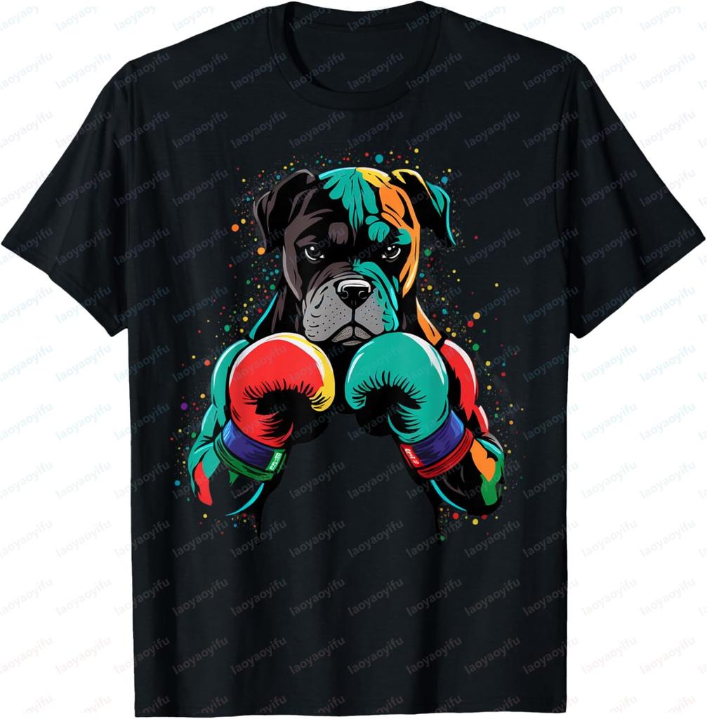 Funny Kickboxing or Boxing Boxer Dog Unisex Women TShirt Unisex Graphic Print On DeUnisexd Tee Tops Camisas Streetwear
