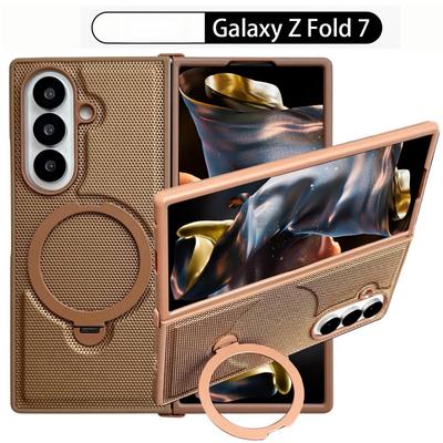 With Holder Phone Case For Samsung Galaxy Z Fold 7 5G Magnetic PC Hard Shell Protective Color Collision Shockproof Back Cover