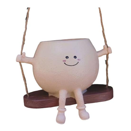 Smiling Face Planter Pot Resin Flower Pot with Four Limbs Fun Irregular Shape