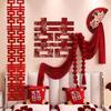 Red Traditional Wedding Wall Stickers Chinese Wedding Wall Decoration Decal Party Supplies Bow Decorative Door Stickers Gifts