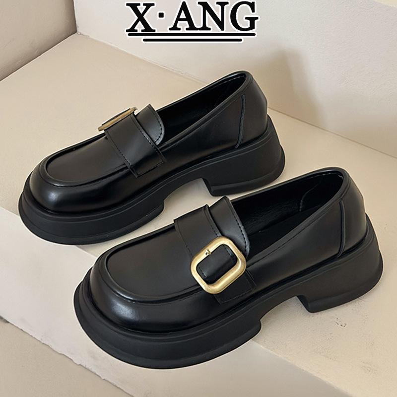 Mary Jane Women's Shoes Platform British Style Small Leather Shoes 2025 Spring New One-pedal Leather Loafers Single Shoes Women