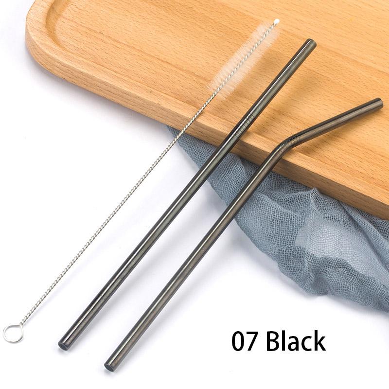 FAIS DU 304 Stainless Steel Straws Reusable Straight Bent Metal Drinking Straw With Cleaner Brush Set Party Bar Accessory