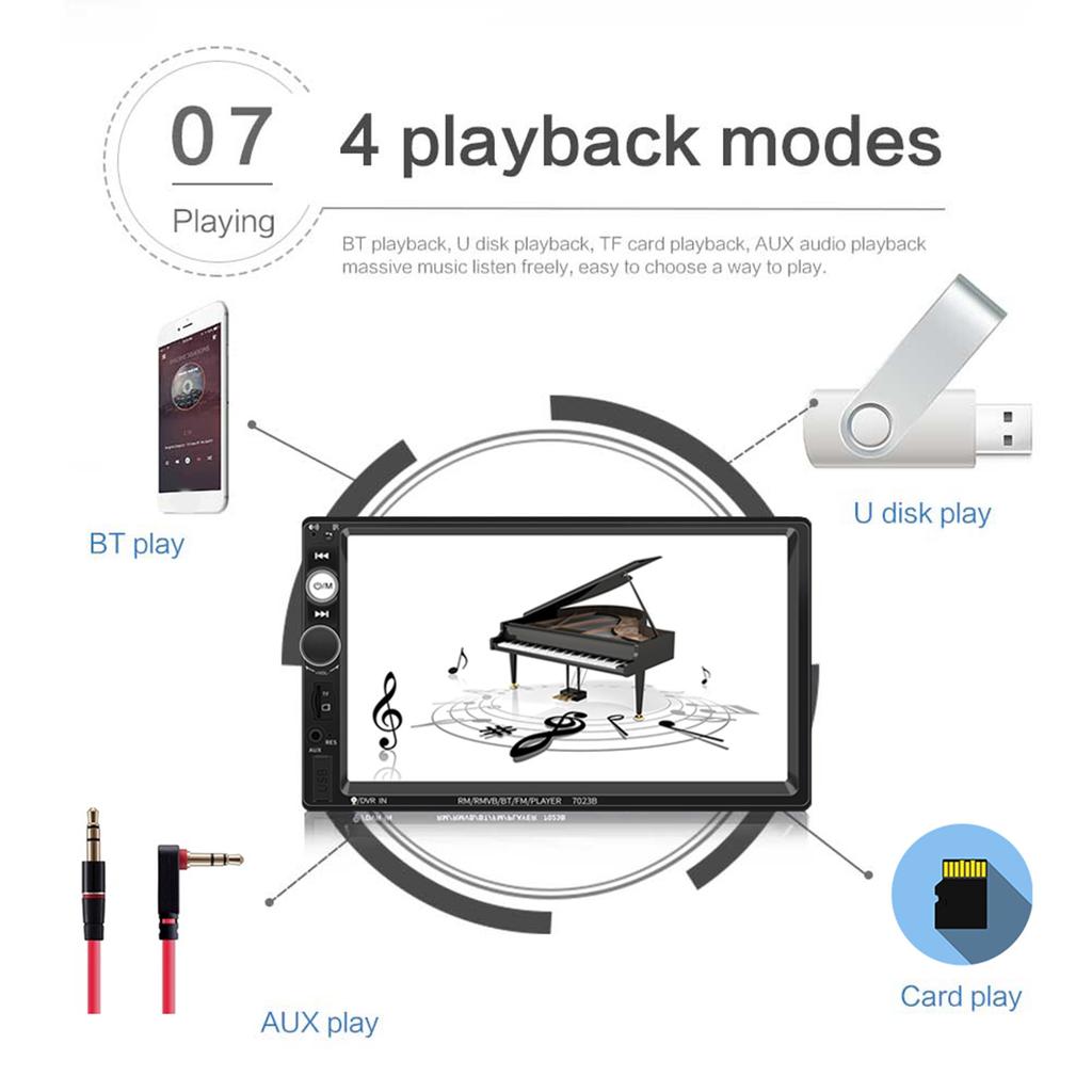 Stereo de mașină compatibil cu iOS CarPlay/Android Auto 7 inch Double Din cu ecran tactil Comandă pe volan FM Rad
