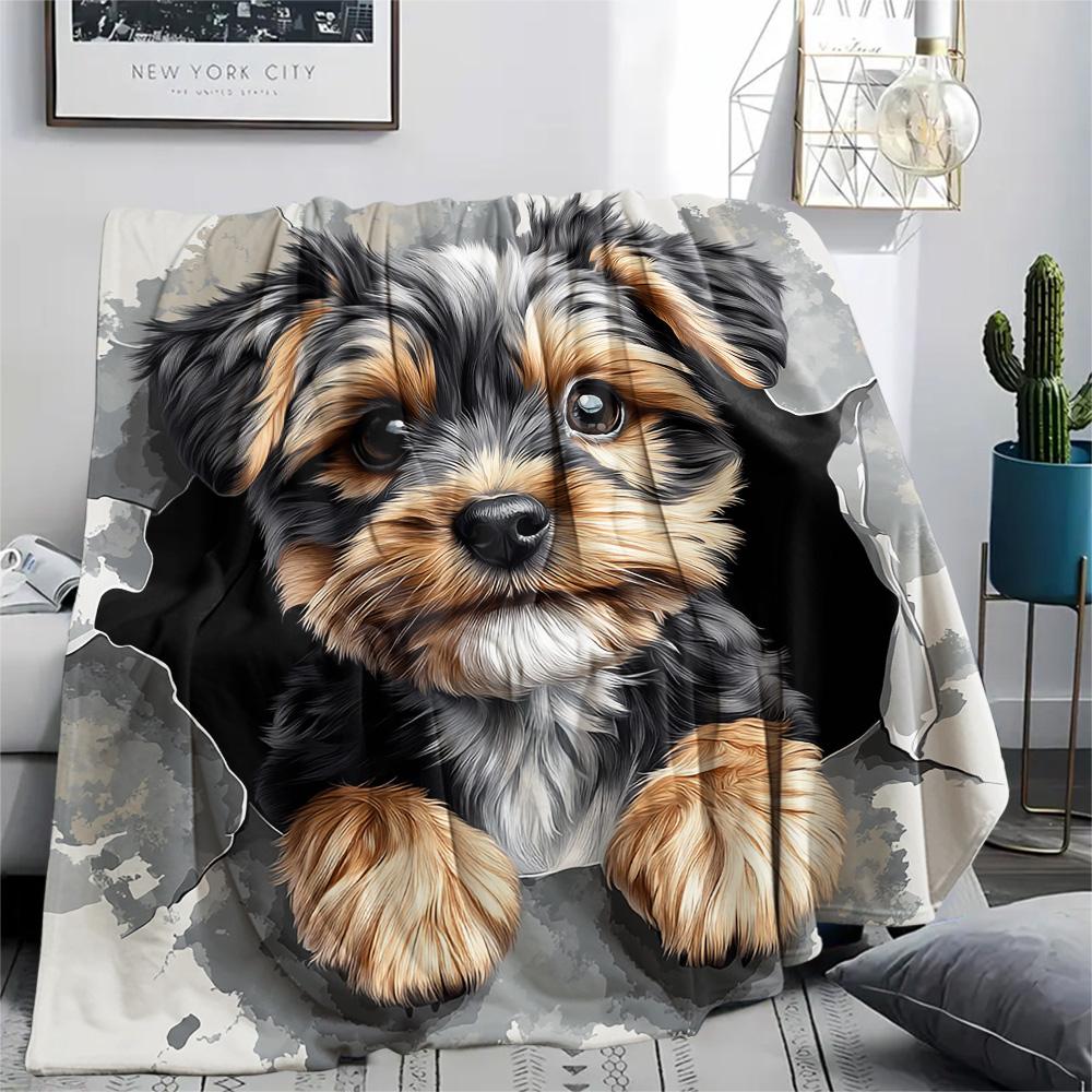 Koc Flanelowy z Nadrukiem Psów, Wysokiej Jakości, Wygodny na Wszystkie Pory Roku, Wystrój Domu, Ciepło i Komfort, Idealny na Prezenty Świąteczne