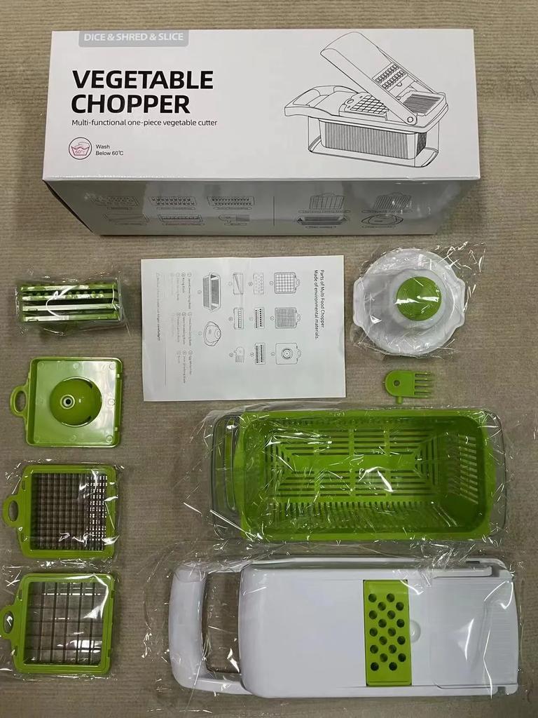 15pcs/set Vegetable Chopper Multifunctional Manual Food Grater With Container Onion Mincer Chopper Household Potato Shredder Kitchen Gadgets Stuff