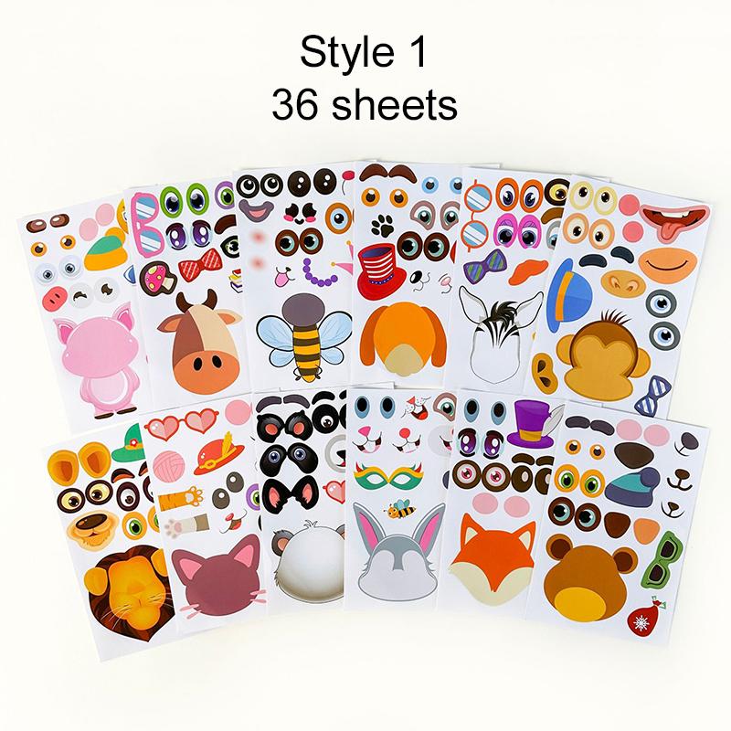 3648Pcs Face Changing Stickers Children Concentration Handmade Diy Sticker Waterproof Adhesive Birthday Gifts For Boy Girl Tmz