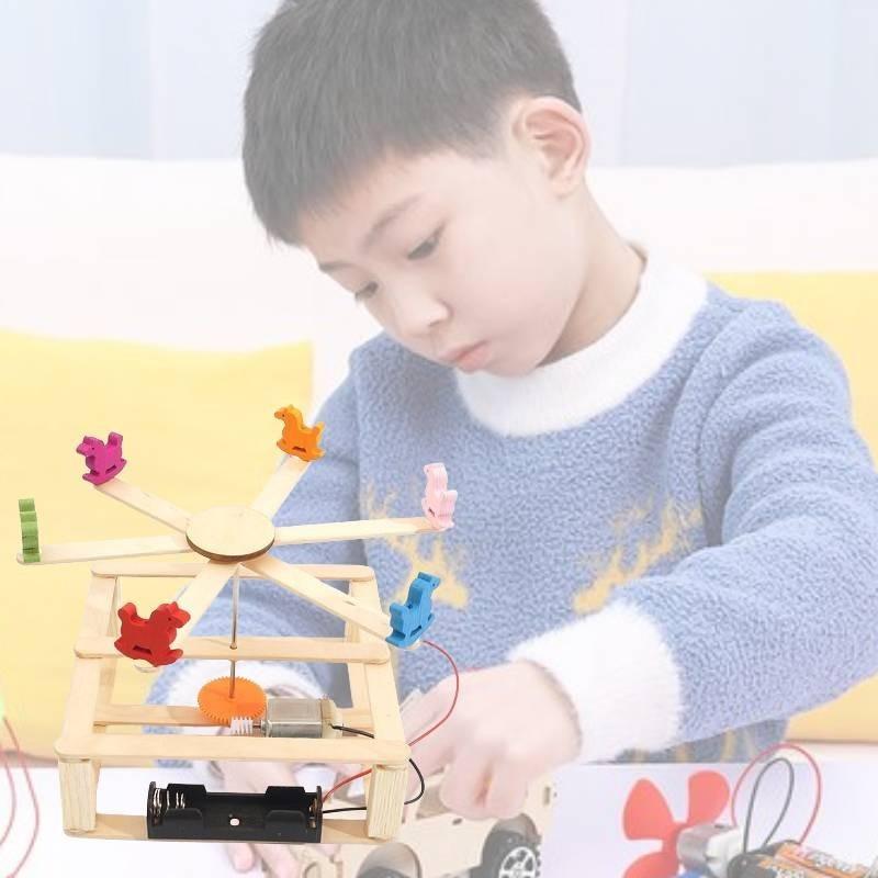 Pädagogisches DIY Drehkarussell Holz Wissenschaftsexperimentierkasten Anpassbar