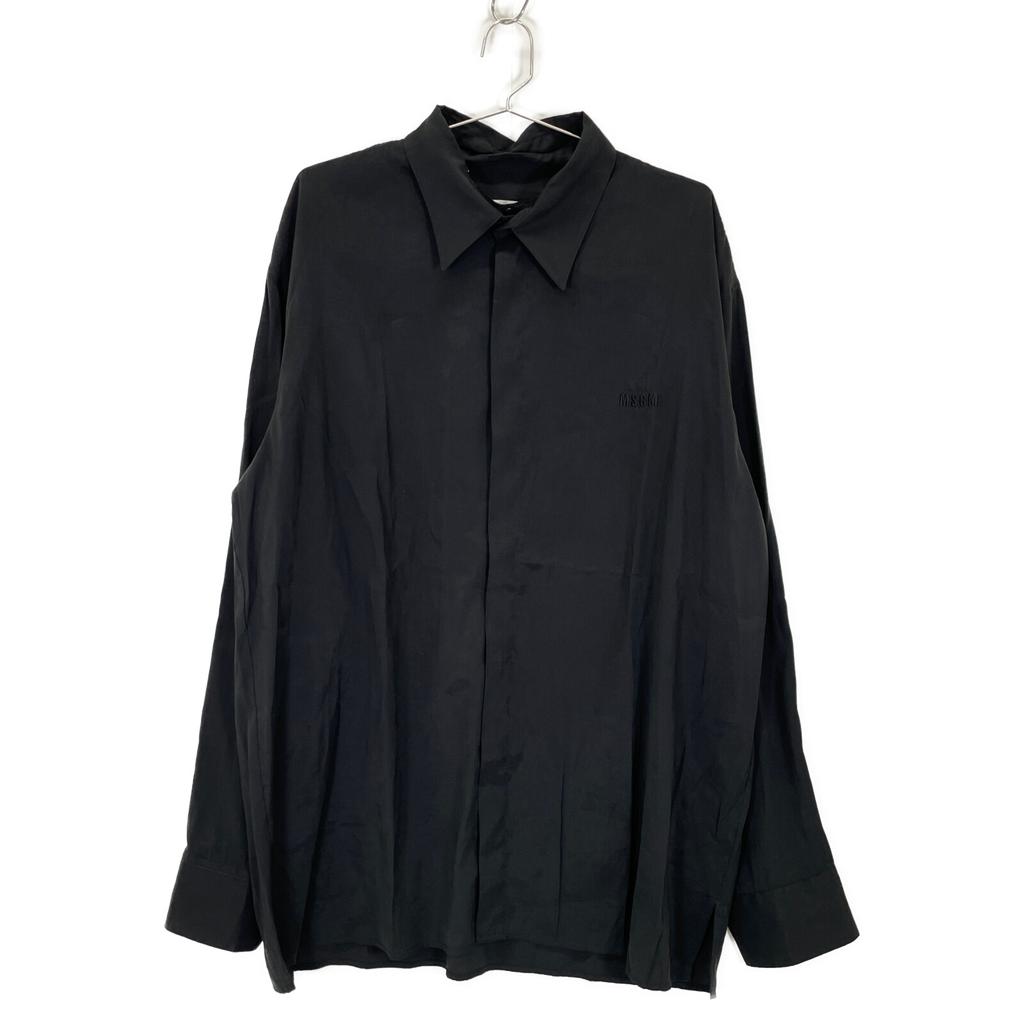 MSGM Black Lid Collar Fluid Shirt tops 41 blackUsed