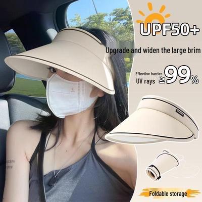 2025 Women's Open-Top Sun Hat: Windproof, UV Protection, Large Brim for Summer Cycling