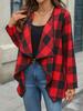 Women's Spring Commute Style Shirt Plaid Long Sleeve Irregular Loose Collar Open Cardigan Shirt
