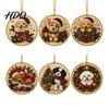 2D Acrylic Santa Ornaments 6 Pcs Christmas Pearl Art Ornaments Flat Holiday Tree Pendant Creative Effect Hanging Decoration for Home Wall