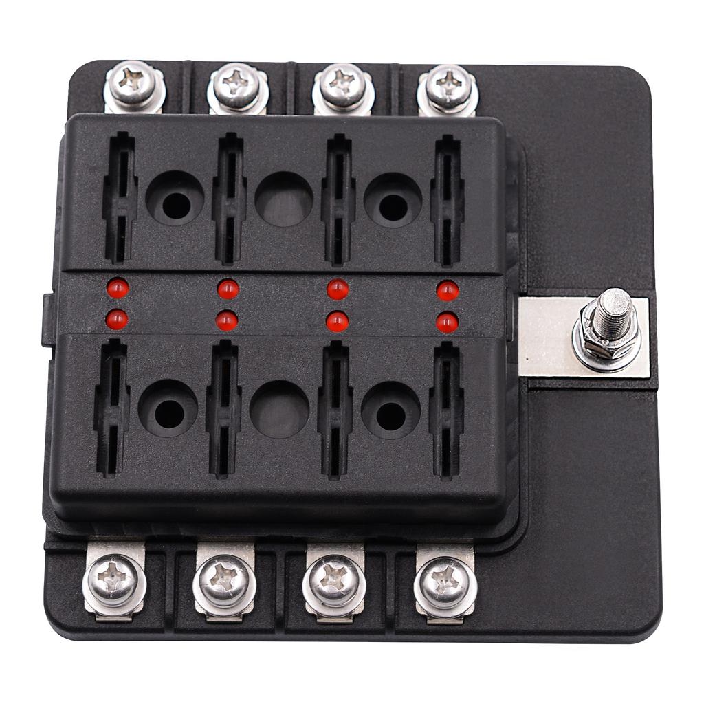 Fuse Box Holder 8 Way Screw Fuse Block for Car, Off-Road, RV, Bus, Yacht, Boat