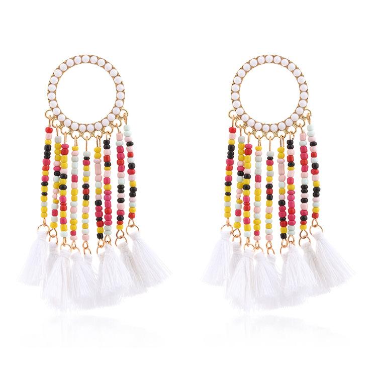 JMXD-Bohemian Tassel Earrings Exaggerated Earrings Jewelry Beads Earrings Popular Jewelry