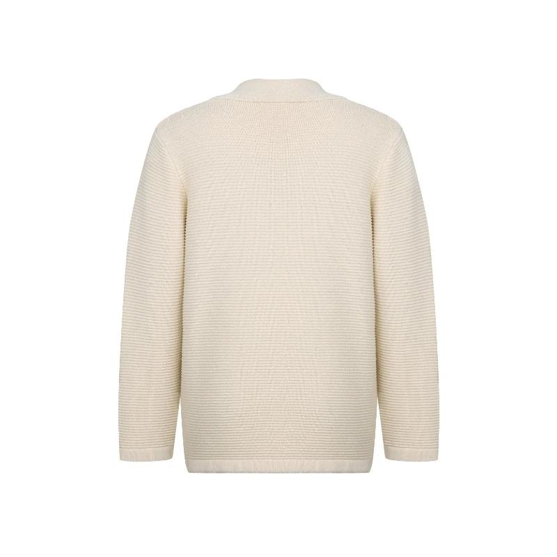 Blazer Long en Tricot Côtes Crème Double-Boutonnage pour Femme Style Décontracté Bureau Manches Longues Vêtement d'Extérieur