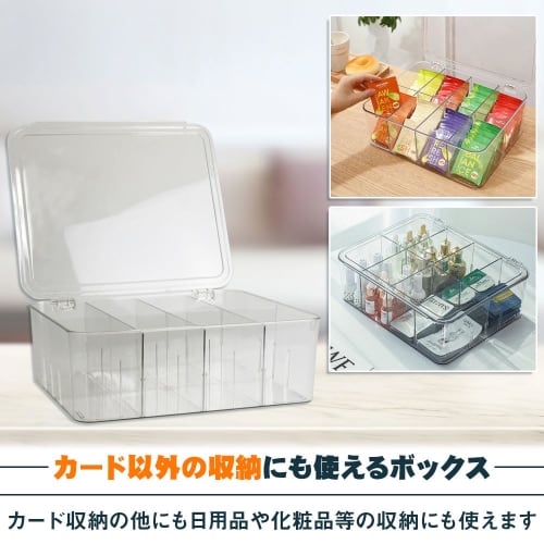 Large-capacity trading card case with lid, scratch and stain resistant, 8 customizable slots, compatible with Yu-Gi-Oh!, Pokemon, MTG, and other card