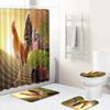 Home Waterproof Print Shower Curtain 4 Piece Carpet Cover Toilet Cover Bath Mat Pad Set Bathroom Curtain Bathroom Decoration