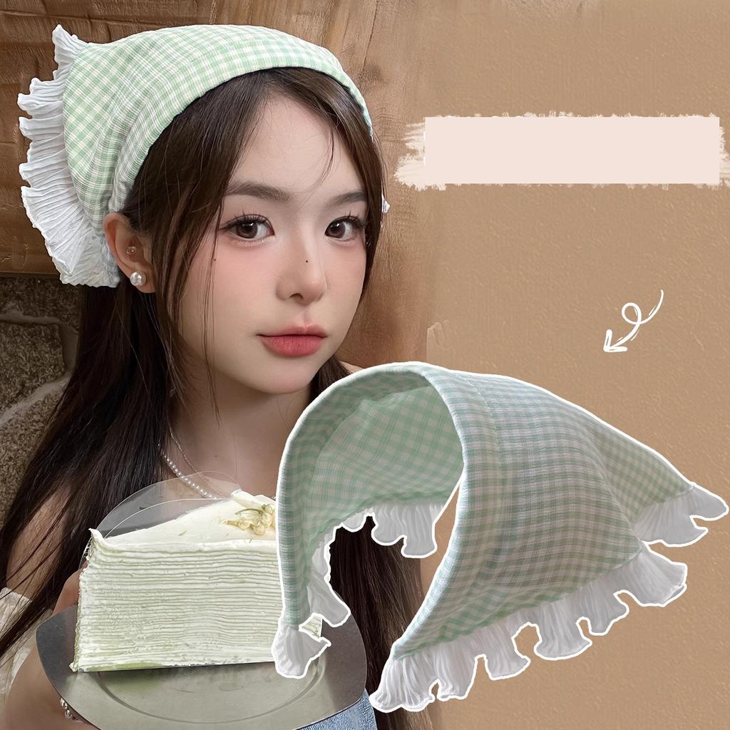 New White Lace Hair Bands Hoop For Women Elastic Triangular Scarf Girls Rural Style Seaside Hairband Headwear Hair Accessories