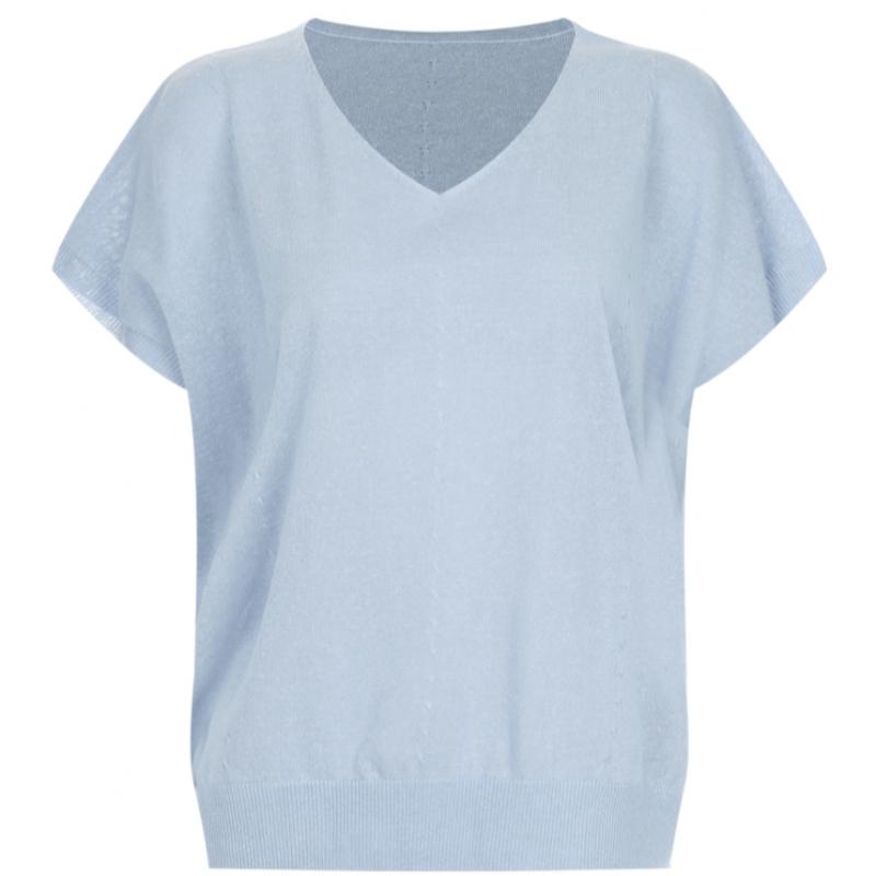 Shop Women Loose FiT V Neck Linen Cap sleeVe KniT T shirT iVory Frb Wkn 20698