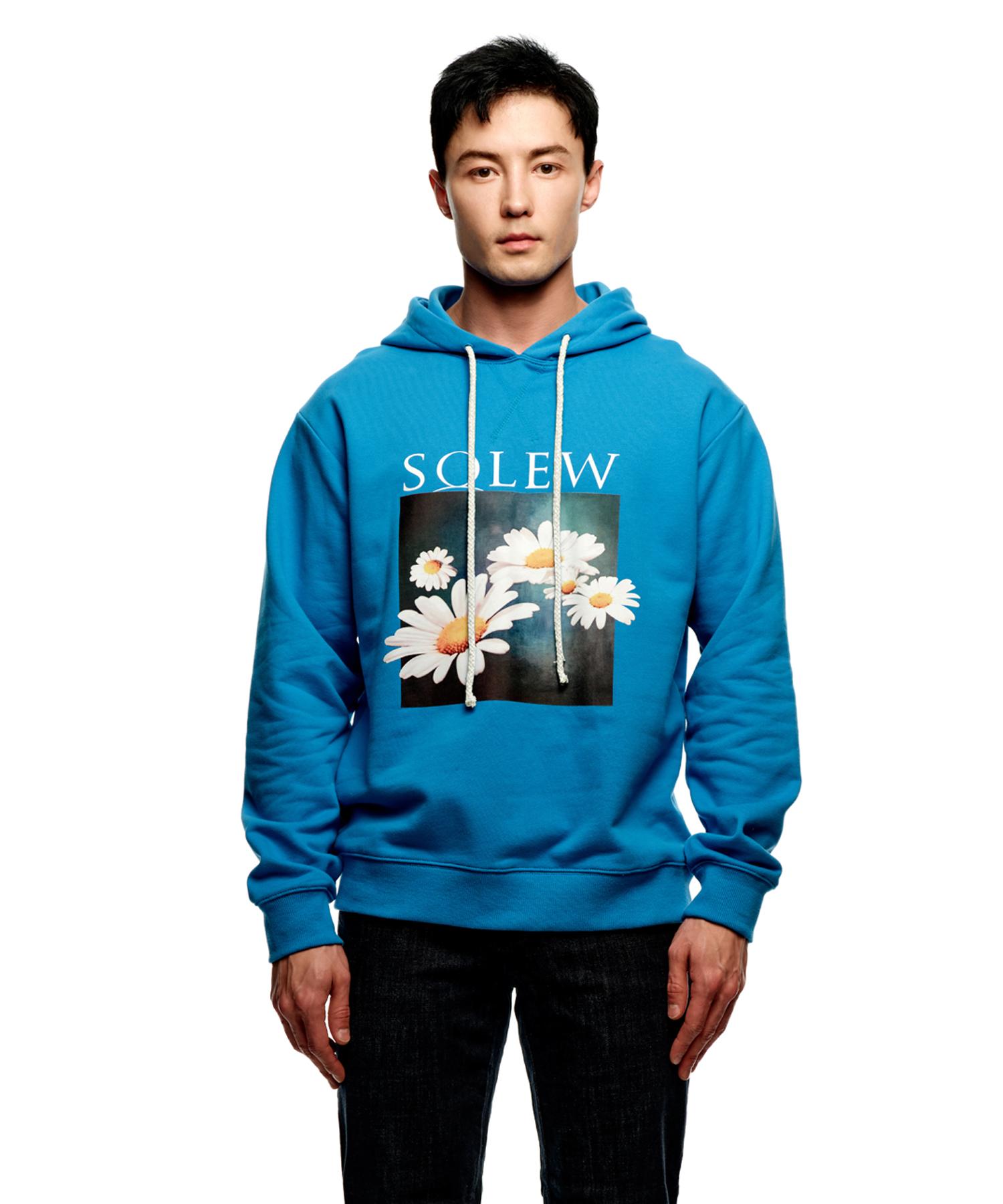 Худи с графическим принтом Soru Flower_Синий L