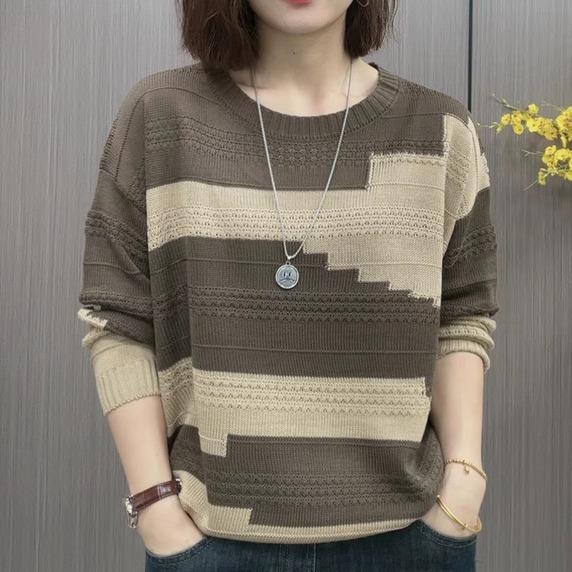 Early Autumn Round Neck Mother's Sweater Women's Casual Knitted Sweater Long Sleeved Top