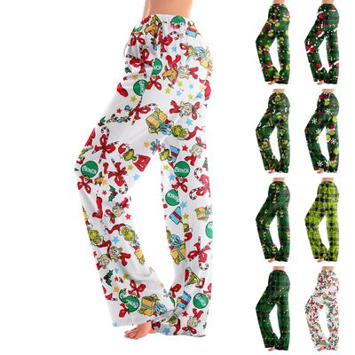 Pajama Pants Sleepwear Casual Drawstring Elastic Waist Pants Comfy Straight Yoga Loose Trousers