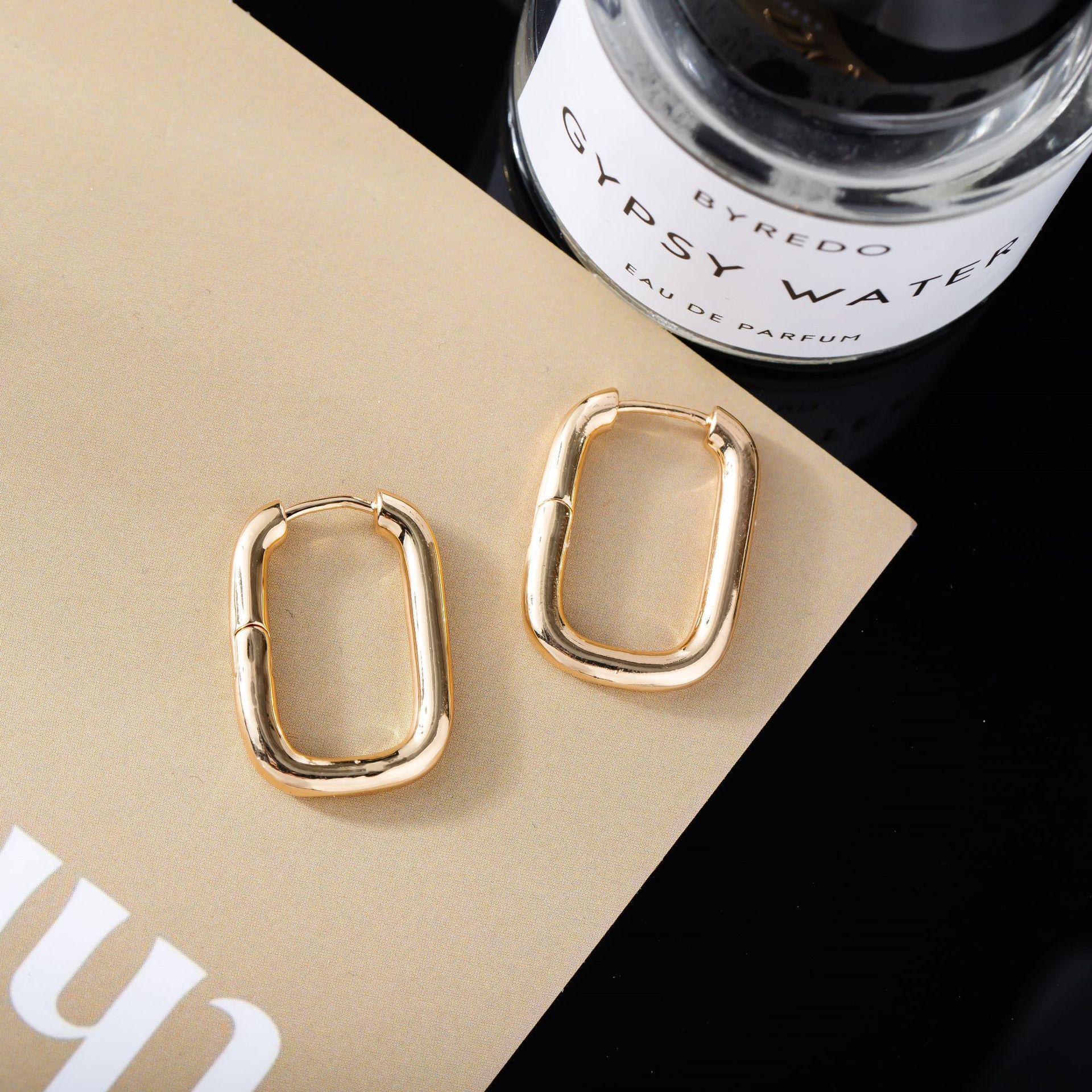 Korean Minimalist Geometric Square Metal Stud Earrings for Women