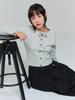 ADOREBELLE Ribbon Button Slim Knit - Gray