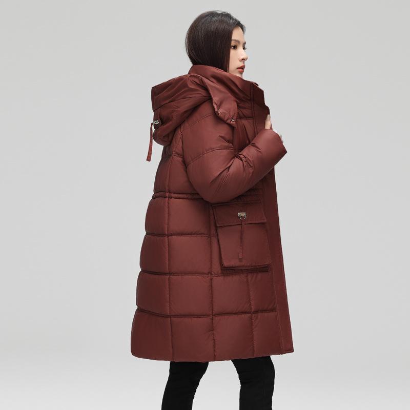 New Medium and Long Hooded Down Cotton Clothes Thickened Loose Cotton Clothes Jacket