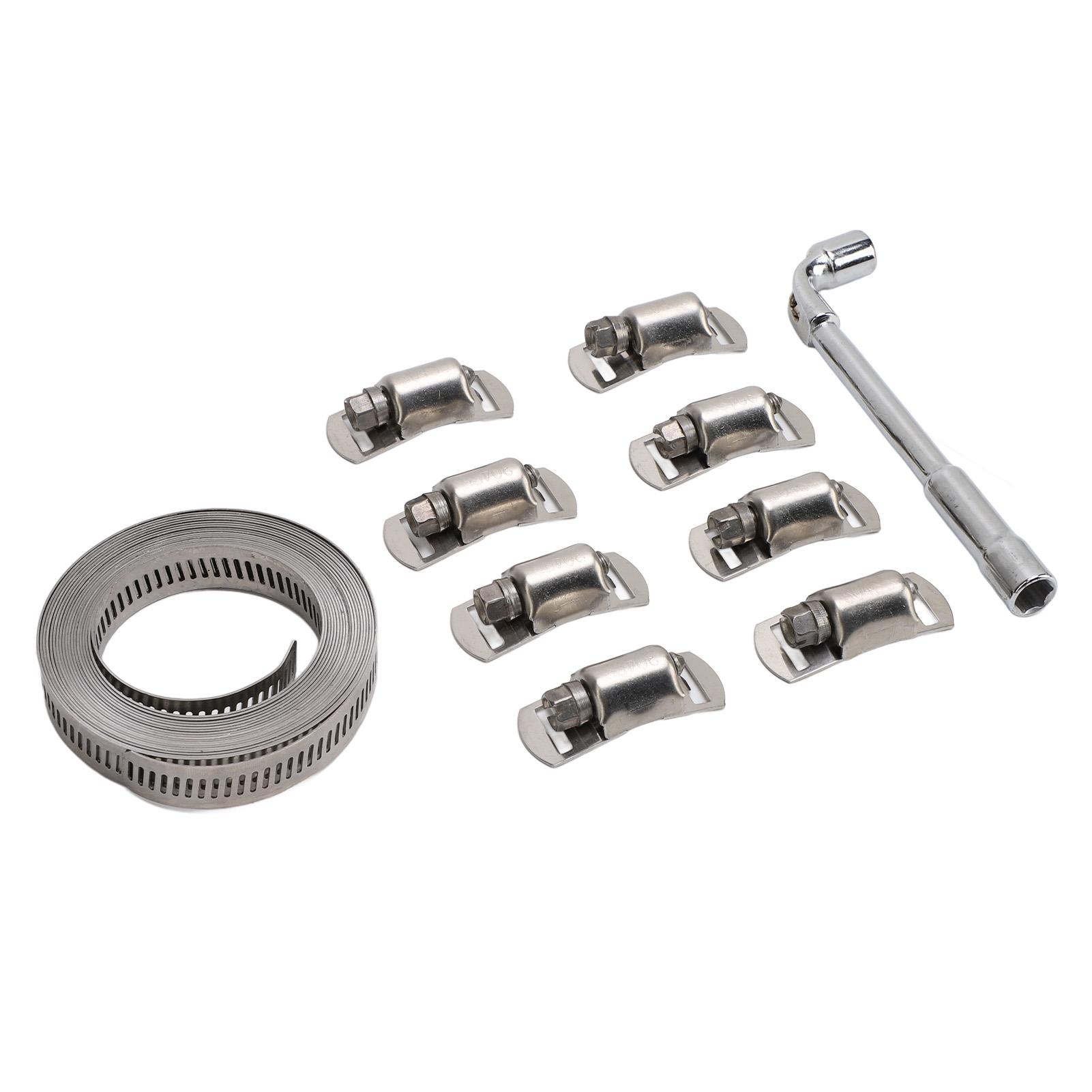 

Worm Gear Hose Clamps 3.5 Meter Strap with 8 Fasteners 304 Stainless Steel DIY Hose Clamp