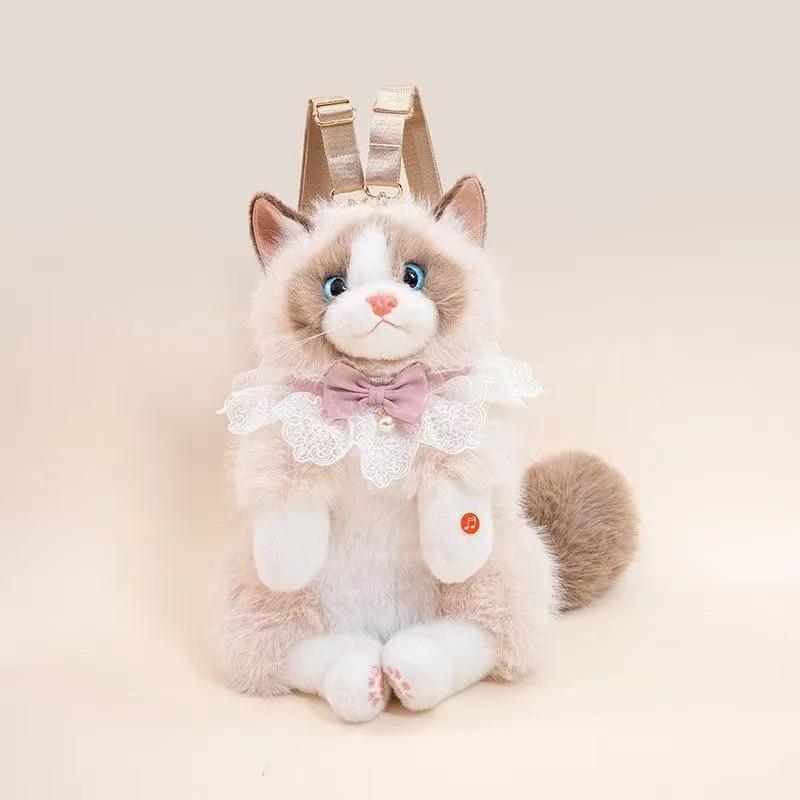 

Girly Heart Plush Cat Backpack with Bow - Squeaky Doll Birthday Gift & Decorative Ornament 55cm, 0.55kg
