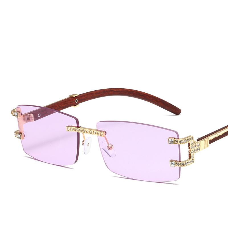 Rimless Diamond Square Sunglasses Women Men Luxury Designer Sun Glasses Vintage Small Frame Punk Shades UV400