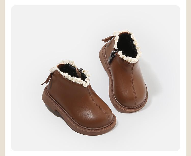 Autumn/Winter Infant & Girls' Leather and Cotton Boots, Korean Style