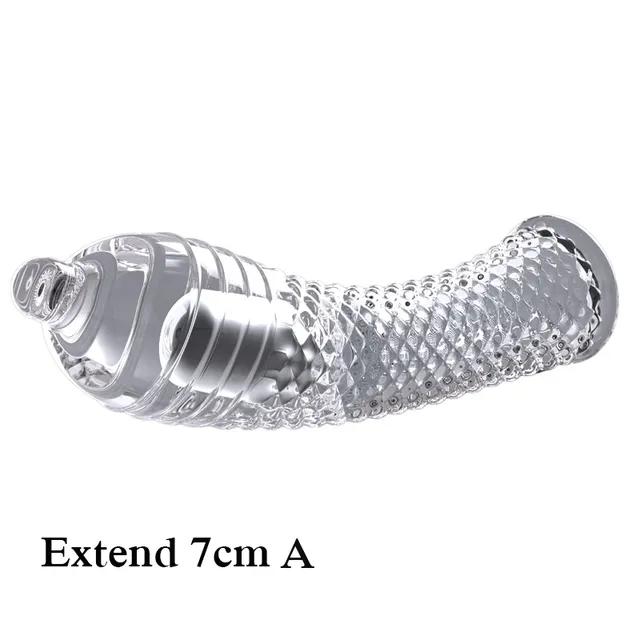 Penishülle in S/L-Größe, verlängert 5/7 cm, wiederverwendbares Kondom, verzögerte Ejakulation, Penisvergrößerung, Sexspielzeug für Männer und Paare