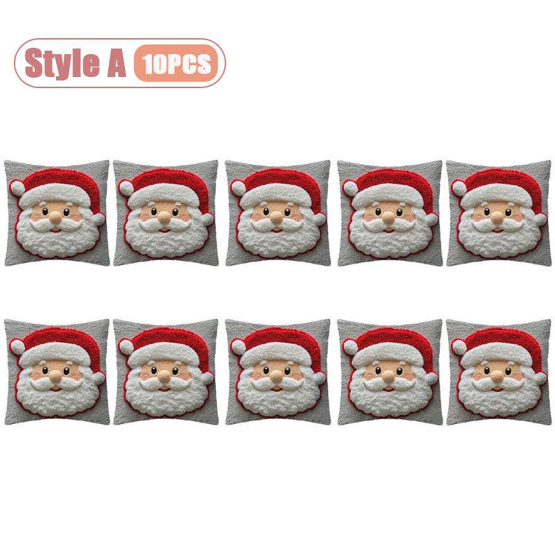 1-10PCS Christmas Pillow Cover Snowman and Reindeer Digital Print Sofa Cushion for Home Office and Living Room Holiday Decor