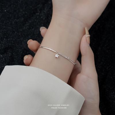 925 Sterling Silver Star Bracelet for Women Double Layer Beaded Minimalist Ins Style Jewelry