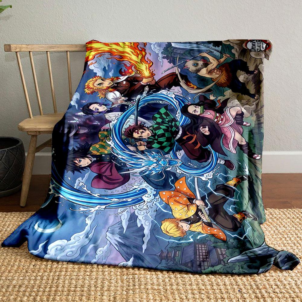 A Group of Characters Wielding Elemental Attacks In a Dynamic Mountain Scene. for All Seasons Blanket Lunch Break Throw Gift