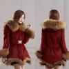 Fluffy Coat Autumn and Winter Faux Fur Coat Women Mid-length Warm Hooded Coat with Faux Fox Fur Collar Plus Size