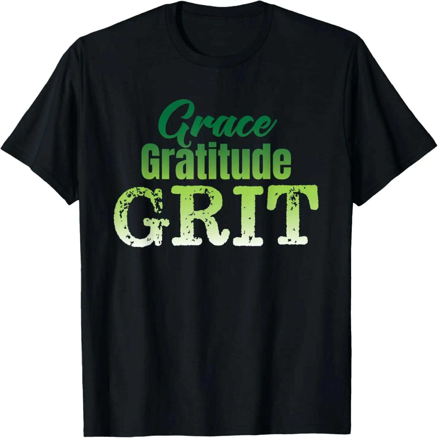 

Grace Gratitude Grit Christian Graphic Tees Women Men T-Shirt XXXXXL чорний