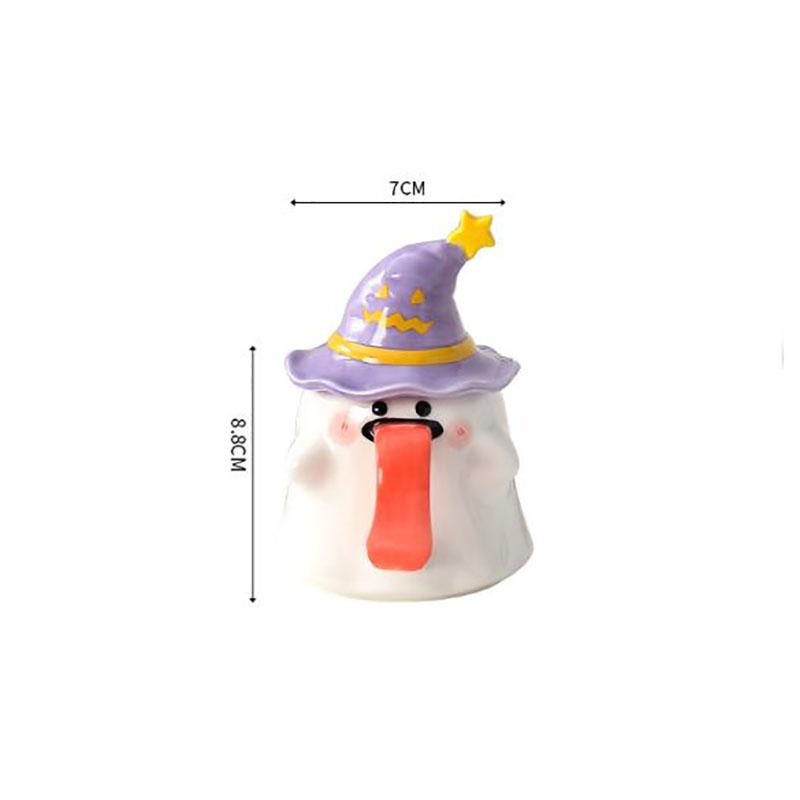 Halloween Ceramic Coffee Cup with Lid Cute Imp Ghost Mug European Afternoon Camellia Flower Teacup Breakfast Milk Mug Gifts New