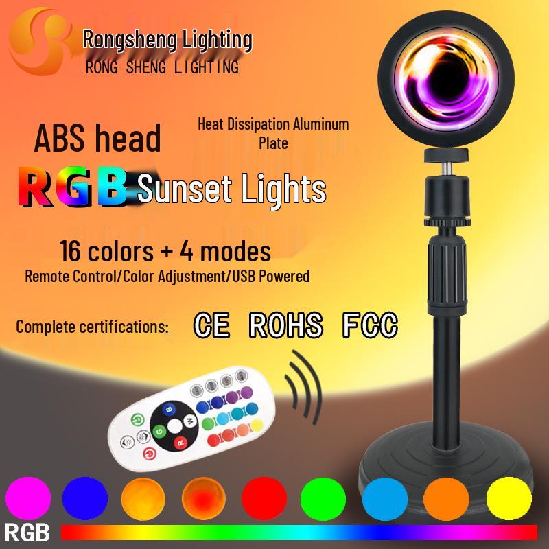 

Проектор-лампа Закат RGB с 16 цветами и пультом дистанционного управления – USB Радужный телескопический настольный светильник