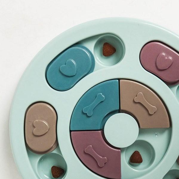 Dingdong Pet Pet Intelligence Development Puzzle Snack Toy IQ Toy Round Diameter 23cm x Height 2.5cm, Blue, 1 Piece