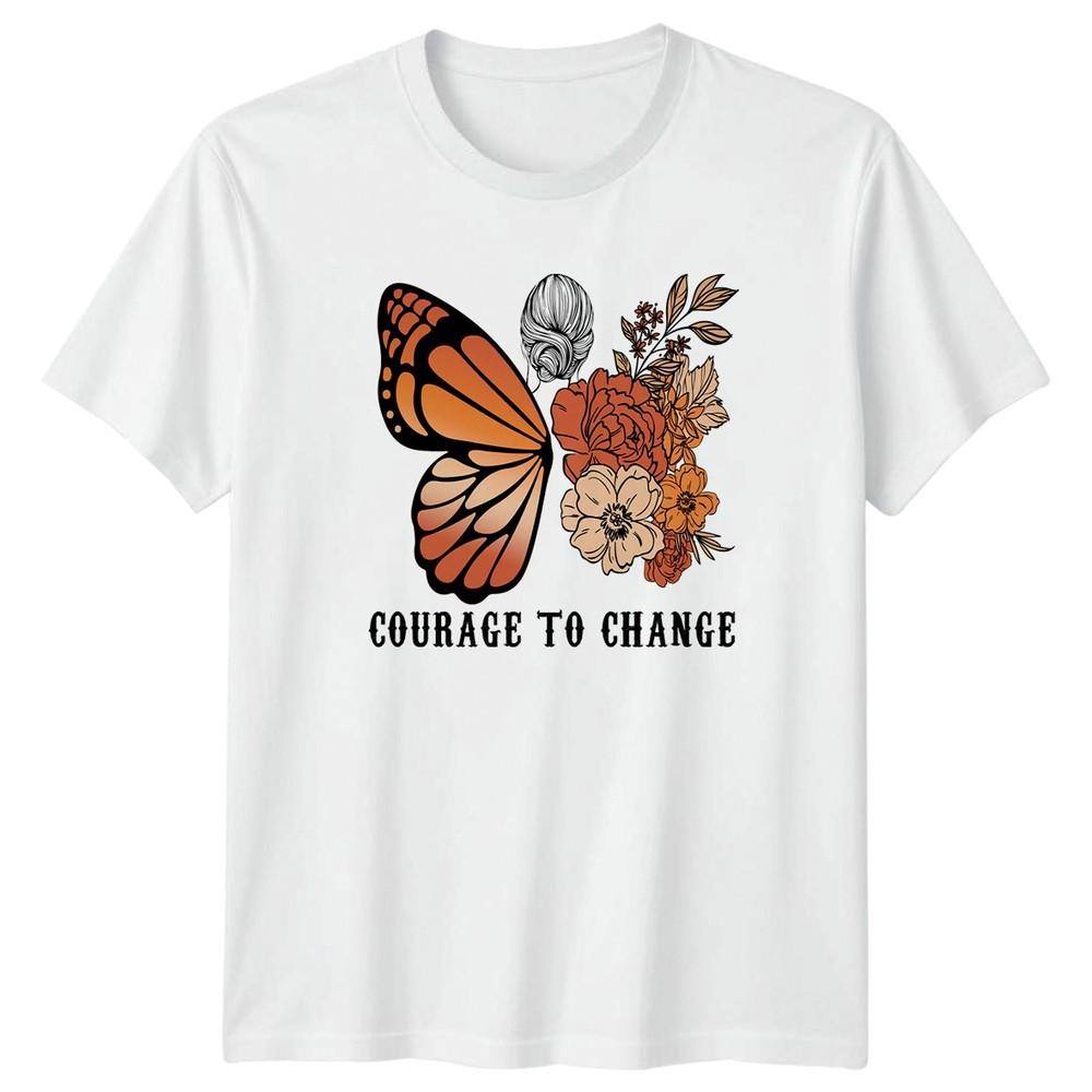 Courage To Change Vintage Butterflies Unisexs TShirt Floral Art Inspiration S