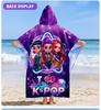 K-K-POP Kids Hooded Beach Towel, Purple Starry Girls Bath Robe Poncho