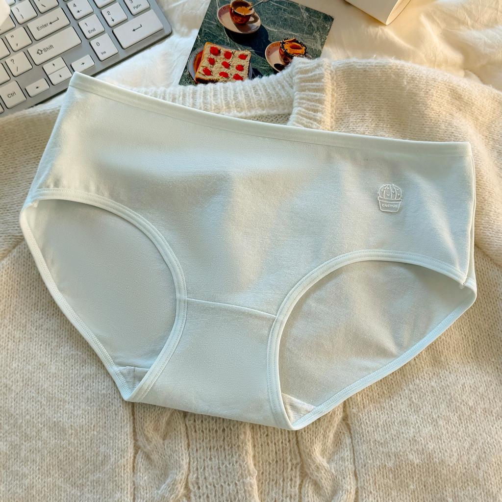 Ladies Summer Sweet Cotton Antibacterial Extension Crotch Breathable Mid Waist Triangle Briefs