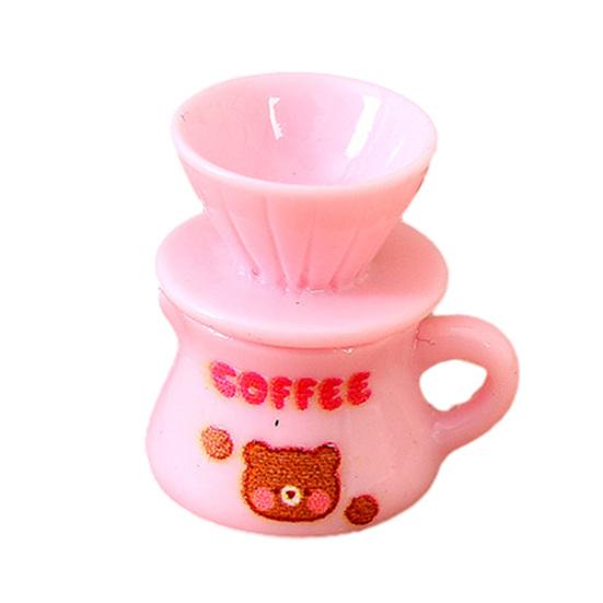 Dollhouse Miniature Coffee Bar Accessories Mini Resin Coffee Maker Machine Cup Jar Pot Figurine for Pretend Play Dollhouse Kitchen Ornaments