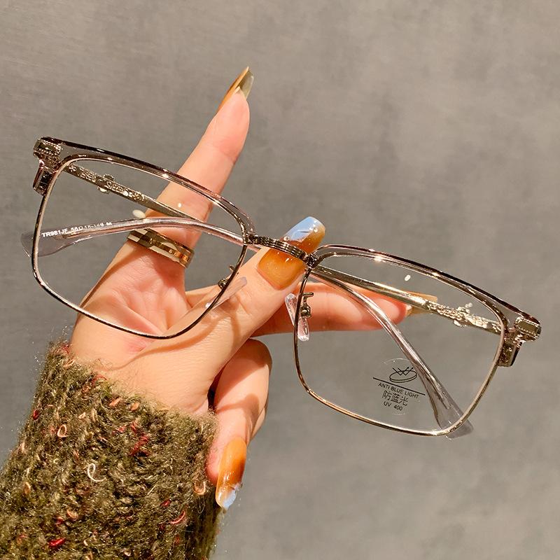 

Tr981 Оправа для очков для коррекции близорукости с полуоправой для бровей Оправа для очков Научно-техническая мужская деловая оправа для очков