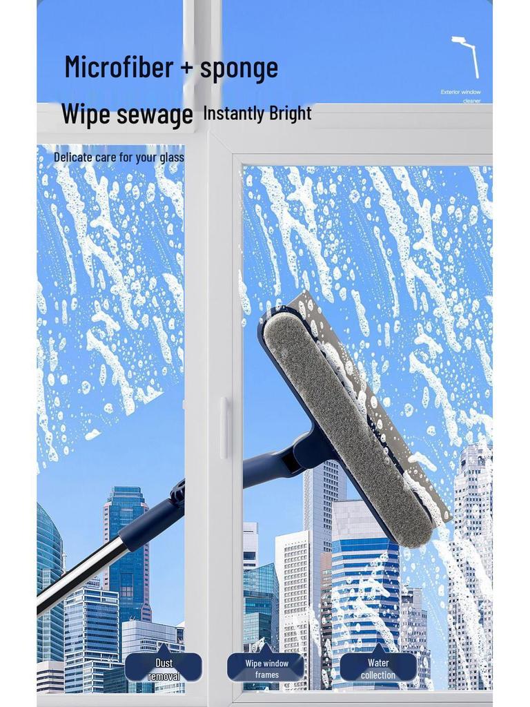 Double-Sided Long Handle Squeegee for High-Rise and Household Window Cleaning