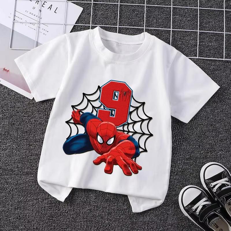 2026 Summer New Childrens Tshirt Digital Spider Unisex Printed Pure Cotton Parent Child Fashion Brand Round Neck Top Unisex