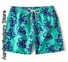 Men s Summer Shorts, 3D Octopus Printed Clothes, Informal Men s Fashion Beach Style Shorts S